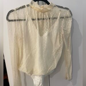 Elegant Cream Sheer Women's bodysuit